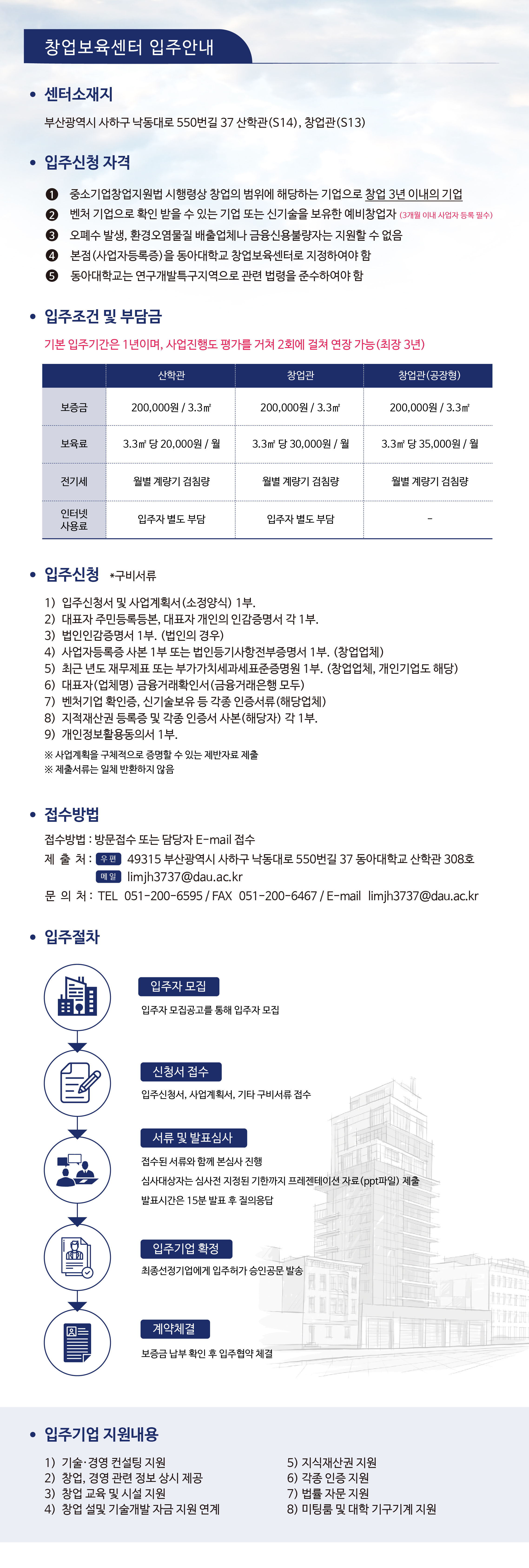 창업보육센터 입주안내